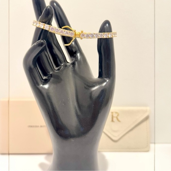 Freida Rothman Midnight Tri-Tone 14K Gold Tennis Bracelet White Zirconia NEW - Picture 4 of 12